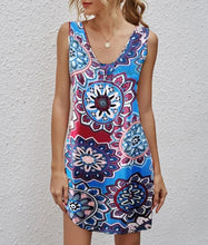 Load image into Gallery viewer, 2021 Summer New Women's V-neck Ethnic Print Dress long chiffon dress rockabilly dresses big sizes women dress plus size 6l long