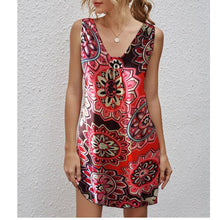 Load image into Gallery viewer, 2021 Summer New Women's V-neck Ethnic Print Dress long chiffon dress rockabilly dresses big sizes women dress plus size 6l long