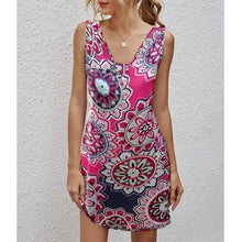 Load image into Gallery viewer, 2021 Summer New Women's V-neck Ethnic Print Dress long chiffon dress rockabilly dresses big sizes women dress plus size 6l long