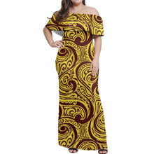 Load image into Gallery viewer, Plus Size 7XL Dress Off Shoulder Clothing Maxi Dresses Polynesian Samoa Designs Fashion Print Custom Women One Shoulder Dresses