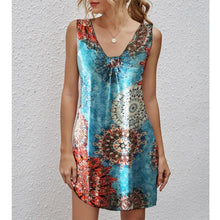 Load image into Gallery viewer, 2021 Summer New Women's V-neck Ethnic Print Dress long chiffon dress rockabilly dresses big sizes women dress plus size 6l long