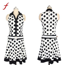 Load image into Gallery viewer, Women Polyester Dot Sleeveless Button Summer Regular Dress