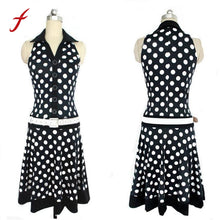 Load image into Gallery viewer, Women Polyester Dot Sleeveless Button Summer Regular Dress