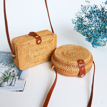 Load image into Gallery viewer, Rattan Weave Bag Retro Women&#39;s One Shoulder Small Round Bag