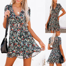 Load image into Gallery viewer, Women&#39;s Short Sleeve V-Neck Floral Dress