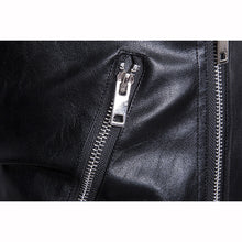 Load image into Gallery viewer, Oblique Zipper Punk PU Leather PU Leather Jacket Slim Fit Halley Motor Jacket for Men