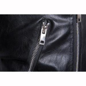 Oblique Zipper Punk PU Leather PU Leather Jacket Slim Fit Halley Motor Jacket for Men