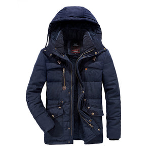Mens Thick Multi Pockets Windproof Detachable Hooded Jacket