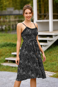 Women's Polka Dot Print Wrap Halter Dress