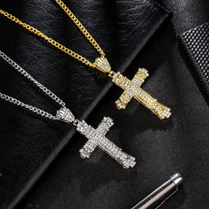 Iced Out Mens Cross Necklace