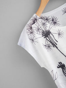 Dandelion Print Dolman Sleeve Tee