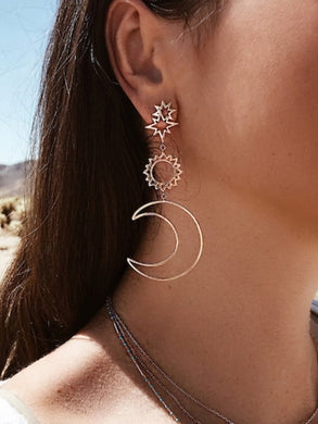 Moon & Sun Mismatched Drop Earrings