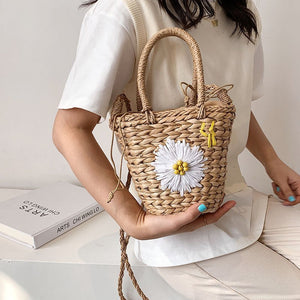 Small Daisy Straw Bag Women Shoulder Bags Handmade