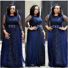 Load image into Gallery viewer, African Women&#39;s Dresses Fat Woman Dresses Lace Navy Blue Red