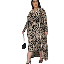 Load image into Gallery viewer, Casual Leopard Print Long Sleeve Jacket Vest Dress
