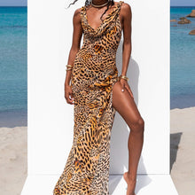 Load image into Gallery viewer, Women&#39;s Leopard Split Beach Dress