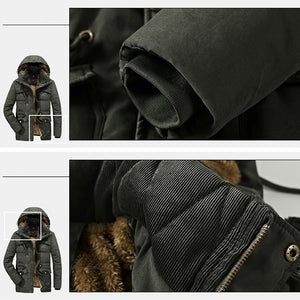 Mens Thick Multi Pockets Windproof Detachable Hooded Jacket