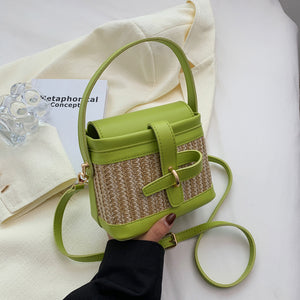 Mini Straw Bucket Bags For Women 2022 Summer Trendy Crossbody Bags Lady Travel Purses And Handbags Female Shoulder Simple Bag