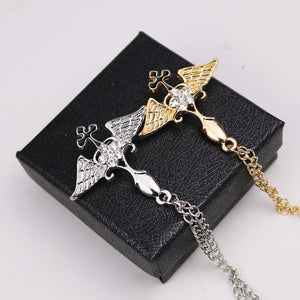 Promotion Limited Broche Brooches Korean Men's Suits Brooms Angel Wings Tassel Chain Cardigan Shirt Collar Buckle Needle