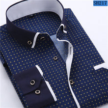 Load image into Gallery viewer, Men Fashion Casual Long Sleeved Printed shirt Slim Fit Male Social Business Dress Shirt Brand Men Clothing Soft Comfortable