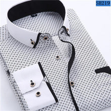 Load image into Gallery viewer, Men Fashion Casual Long Sleeved Printed shirt Slim Fit Male Social Business Dress Shirt Brand Men Clothing Soft Comfortable