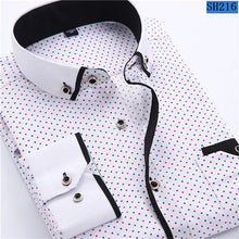 Load image into Gallery viewer, Men Fashion Casual Long Sleeved Printed shirt Slim Fit Male Social Business Dress Shirt Brand Men Clothing Soft Comfortable