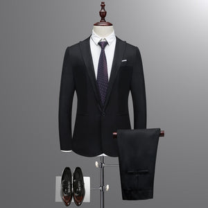 New Autumn Wedding Navy Blue Suits Men,Blazer Men,Men's Jacket + Pants Business Suits,men's Dress suits, Plus Size M-3XL