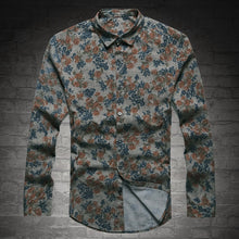 Load image into Gallery viewer, New Fashion Casual Men Shirt Long Sleeve Europe Style Slim Fit Shirt Men High Quality Cotton Floral Shirts Mens Clothes