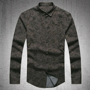 New Fashion Casual Men Shirt Long Sleeve Europe Style Slim Fit Shirt Men High Quality Cotton Floral Shirts Mens Clothes