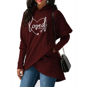 New Fashion Love Print Sweatshirts Femmes Hoodies Tops Clothings Loose Print Street Thick Sweet Pullovers And For Women