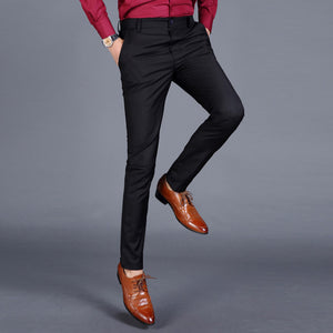 New Men's Fashion Boutique Solid Color Casual Business Suit Pants Korean-style Men's Winter and Summer Trousers Male Slacks