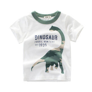 Summer Boys T Shirts Clothing Short Sleeve 100% Cotton Dinosaur Cartoon Children T Shirts Girls 2-8Y High Quality Kids Tees