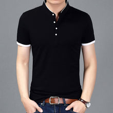 Load image into Gallery viewer, Summer New Fashion Brand Clothing Tshirt Men Solid Color Slim Fit Short Sleeve T Shirt Men Mandarin Collar Casual T-Shirts
