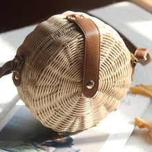 Load image into Gallery viewer, Women Straw Bag Bohemian Bali Rattan Beach Handbag Small Circle Lady Vintage Crossbody Handmade Kintted Shoulder Bags