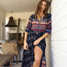 Load image into Gallery viewer, New Bohemian printing long dress women maxi long dress floral print retro hippie vestidos chic brand clothing boho dress