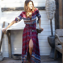 Load image into Gallery viewer, New Bohemian printing long dress women maxi long dress floral print retro hippie vestidos chic brand clothing boho dress