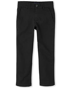 Boys Stretch Skinny Chino Pants Jeans, Black Single,