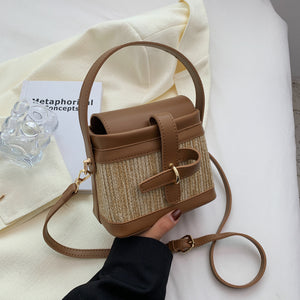 Mini Straw Bucket Bags For Women 2022 Summer Trendy Crossbody Bags Lady Travel Purses And Handbags Female Shoulder Simple Bag