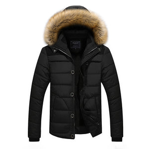 Mens Thick Winter Hooded Big Size Stand Collar Jacket