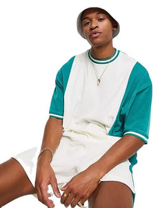 Men's Leisure Casual Style Japanese Loose Color Matching Tide Brand Men's Bottoming Shirt T-shirt