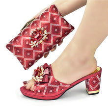 Load image into Gallery viewer, European And American Shoes And Bags Set Solid Color Rhinestone Sandals With Clutch