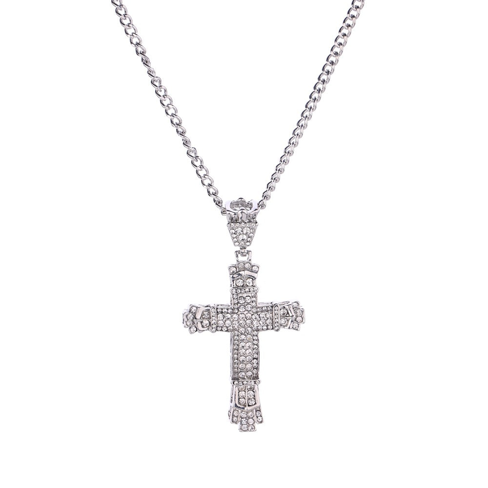 Iced Out Mens Cross Necklace