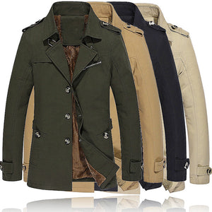Winter Velvet Plus Thick Warm Military Style Outdoor Jacket Slim Fit Men Parkas Coat