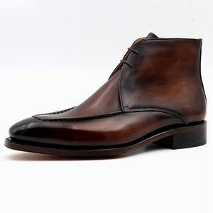 Handmade Men's Leather Boots With Cowhide Soles