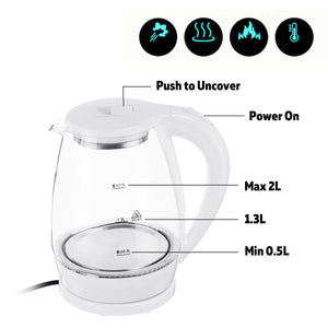 2L Stainless Steel Glass Anti Hot Electric Kettle Off Automatically Electric Kettle Insulation Household Appliances