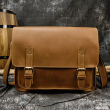 Load image into Gallery viewer, Men&#39;s Leather Messenger Bag A4 Flap Vintage Shoulder Briefcase