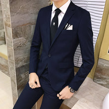 Load image into Gallery viewer, New fashion Korean style Slim Black Mens suit with pants High quality wedding suits for men dress Clothing men&#39;s