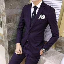 Load image into Gallery viewer, New fashion Korean style Slim Black Mens suit with pants High quality wedding suits for men dress Clothing men&#39;s