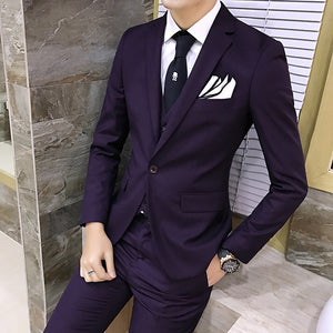 New fashion Korean style Slim Black Mens suit with pants High quality wedding suits for men dress Clothing men's