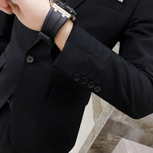 Load image into Gallery viewer, New fashion Korean style Slim Black Mens suit with pants High quality wedding suits for men dress Clothing men&#39;s